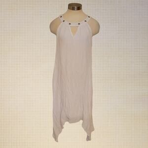 mille gabrielle White Grommet Detail Sleeveless Handkerchief Hem Slip Dress L